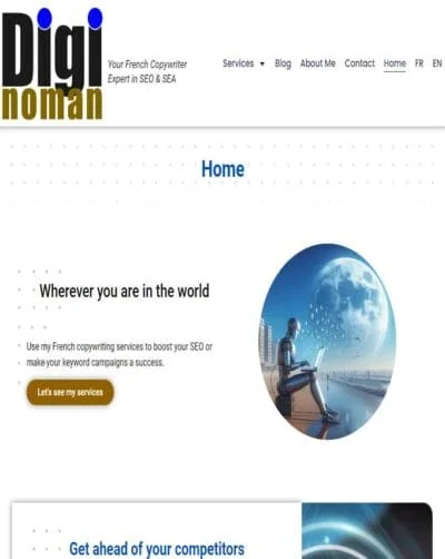 Screen copy of the website Diginoman.com, english version of Diginoman.fr, made by Diginoman.