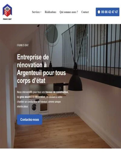Copie d'écran du site Fransbat.com, une conception Diginoman, création de site web freelance en région PACA