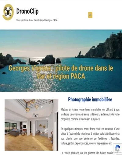 Copie d'écran du site dronoclip.fr créé par Diginoman, création de site web à Toulon